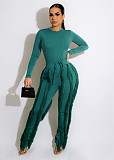 Women Solid Color Bodysuit And Tassel Pants Sets AIL-223