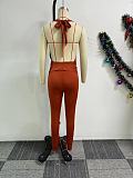 Women Solid Color Halter Backless Tops And Bodycon Pants Two-pieces Sets NY-10863