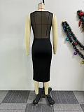 Black Mesh Transparent Women Sleeveless Split Maxi Dresses NY-10861