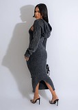 Long Sleeve Shawl Top Strap Dress 2 Pieces Sets CYU-9628