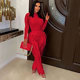 Women Solid Color Bodysuit And Tassel Pants Sets AIL-223