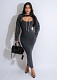 Long Sleeve Shawl Top Strap Dress 2 Pieces Sets CYU-9628