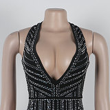 Sexy Backless Halter Hot Drilling Black Bandage Women Rompers NY-3235