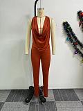 Women Solid Color Halter Backless Tops And Bodycon Pants Two-pieces Sets NY-10863
