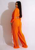 Chic Solid Stand Collar Straight Leg Trousers Suits CYU-9521