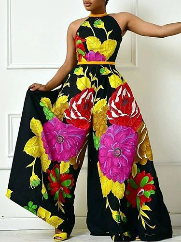 Stylish Prints Women Sleeveless Loose Wide-leg Jumpsuit NY-10858