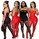 Sexy Strapless Transparent Mesh Tops And Pantyhose 2 Pieces Sets FOS-8378