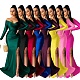 Long Sleeves V-neck Solid Split Autumn and Winter Maxi Dress AIL-143