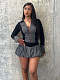 Fashion Patchwork Women Long Sleeves Puffy Culottes 2 Pieces Sets NIYA-8181