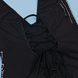 Sexy Backless Halter Hot Drilling Black Bandage Women Rompers NY-3235