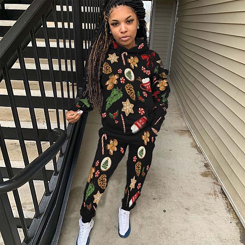 Printed Long Sleeve Hoodies And Long Pants Sporty Suits LUO-6630