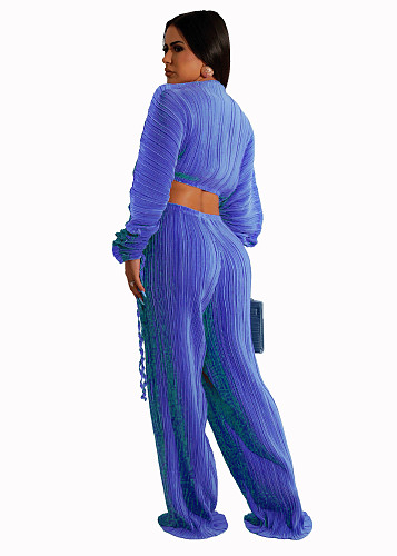 Chic Solid Stand Collar Straight Leg Trousers Suits CYU-9521