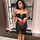 Sexy V-neck Strapless Black Sequin Tassel Mini Dresses NY-3220