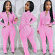Casual Women Zipper Long Sleeve Bodycon Pants Knitted 2 Pieces Sets NIYA-8179
