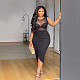 Black Mesh Transparent Women Sleeveless Split Maxi Dresses NY-10861