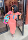 Women Patchwork Pockets Short Sleeves V-neck Slim Casual Maxi Dress NTY-7456
