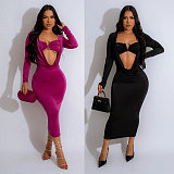Sexy Deep-V Long Sleeves Women Package Hips Maxi Dress NTY-7471