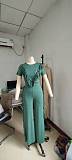 Women Solid Color Short Sleeves Tops And Long Pants Casual Tassel 2 Pieces Sets NTY-7449