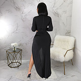Sexy Hollow Out Bodysuit+High Slit Skirt 2 Piece Sets YF-10271