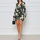 Full Sleeve Printed Lace-up Irregular Shirt Dresses YF-10167