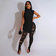 Sexy Sleeveless Lace-up Tops And Lace Pants Women 2 Pieces Sets YF-10785