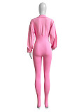 Women Deep-V Long Sleeves Solid Color Casual Jumpsuits CH-24102