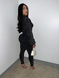 Women Deep-V Long Sleeves Solid Color Casual Jumpsuits CH-24102