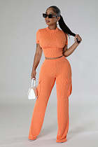 Women Solid Color Short Sleeves Wide-leg Pants Casual 2 Pieces Sets XMY-9469 Women Solid Color Short Sleeves Wide-leg Pants Casual 2 Pieces Sets XMY-9469