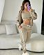 Women Long Sleeves Hoodies Vest Long Pants Sporty 3 Pieces Sets JR-3766