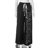 Women's Drawstring Thin Loose Quick-drying Casual Pants Black RS-K24PT323
