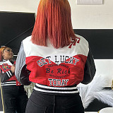 Stylish Printed Women Patchwork Long Sleeves Baseball Jacket RS-24354
