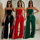 Women Sexy Strapless Crop Top And Long Pants Casual Sets BY-7056