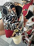 Women Printed Long Sleeves Turndown Collar Buttons Split Maxi Dress NY-10897