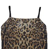 Women Leopard Print Straps Sequin Sexy Package Hips Mini Club Dress BY-7078