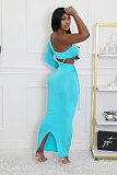 Sexy Single Shoulder Hollow-out Slim Bodycon Long Dress NTY-7429