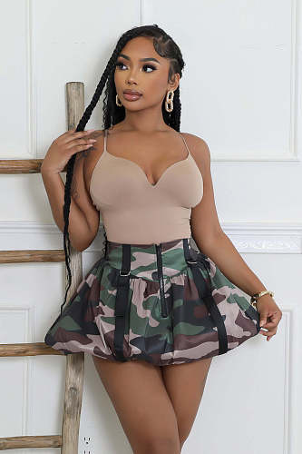 Sexy High Waist Pleated Pompadour Lantern Zipper Skirt NTY-7482