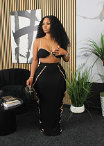 Sexy Bralettes Crop Top And Ruffles Long Skirts Women 2 Pieces Sets NTY-7432