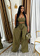 Casual 2 Pieces Sets Women Strapless Crop Top And Wide-leg Pants NTY-7488
