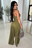 Casual 2 Pieces Sets Women Strapless Crop Top And Wide-leg Pants NTY-7488