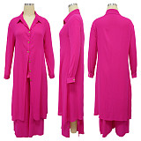 Women's Long Sleeves Solid Color Fashion Breasted Trouser Suits YF-10778