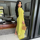 Sexy Oblique Shoulder Solid Color Chiffon Party Long Dress YF-10795