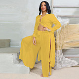 Women's Long Sleeves Solid Color Fashion Breasted Trouser Suits YF-10778