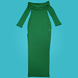 Sexy Drop Shoulder Long Sleeves Transparent Slits Maxi Dresses YF-10782