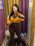 Women Color Matching Navel High Waist Flared Two-piece Set SFY-545