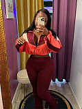 Women Color Matching Navel High Waist Flared Two-piece Set SFY-545