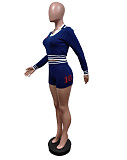 Women's Long Sleeves Tops And Shorts High-stretch Sweater Set MEM-88597