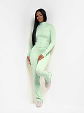 Casual Solid Color Women Long Sleeves Bodycon Flared Two-piece Set CH-24057