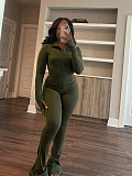 Casual Solid Color Women Long Sleeves Bodycon Flared Two-piece Set CH-24057