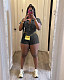 Women Solid Color Turndown Collar Crop Top And Shorts Casual 2 Pieces Set TK-6326