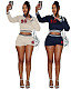Women's Long Sleeves Tops And Shorts High-stretch Sweater Set MEM-88597